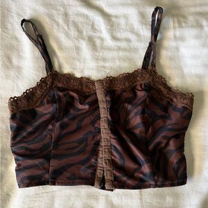Black and brown zebra print corset top